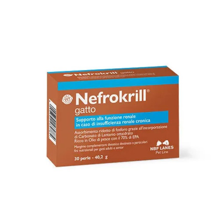 Nefrokrill Gatto Supporto Renale EPA DHA Gatti Adulti e Senior 30 Perle - NBF Lanes