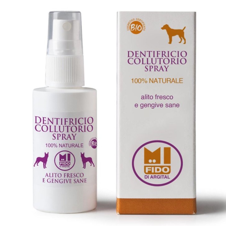 Mi Fido Spray Dentifricio Collutorio Naturale per Cani Alito Fresco 50ml - Argital Mi Fido Spray Dentifricio Collutorio Naturale per Cani Alito Fresco 50ml - Argital