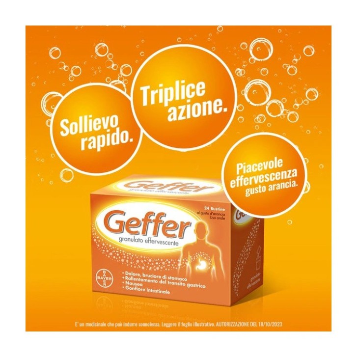 Geffer Granulato Effervescente Antiacido Bruciore e Nausea 24 Bustine - Geffer Geffer Granulato Effervescente Antiacido Bruciore e Nausea 24 Bustine - Geffer