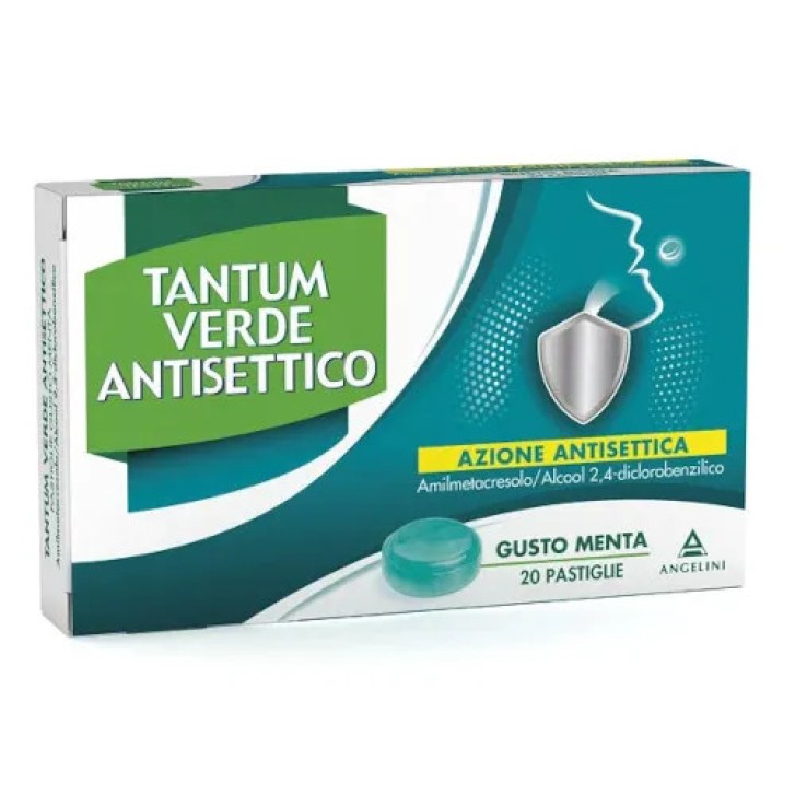 Tantum Verde Antisettico Menta 20 Pastiglie per Mal di Gola - Tantum