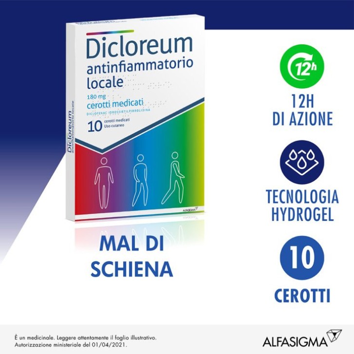 Dicloreum Antinfiammatorio Locale 180 mg 10 Cerotti Medicati - DICLOREUM