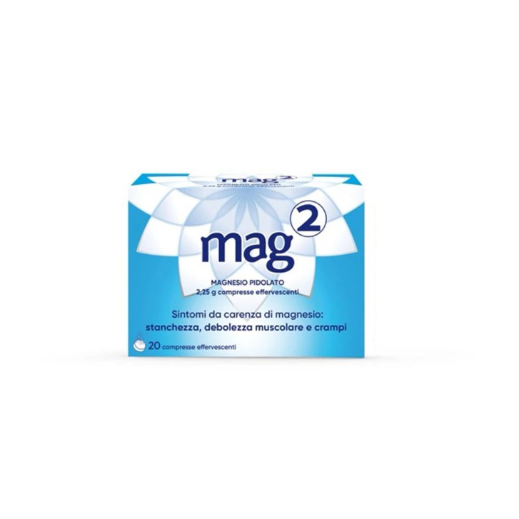 Mag 2 Magnesio Pidolato per stanchezza e debolezza muscolare 20 compresse effervescenti - Mag