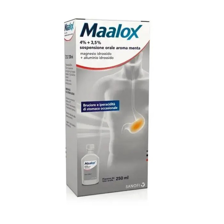 Maalox Sospensione Orale 4% + 3.5% Aroma Menta 250ml - MAALOX Maalox Sospensione Orale 4% + 3.5% Aroma Menta 250ml - MAALOX