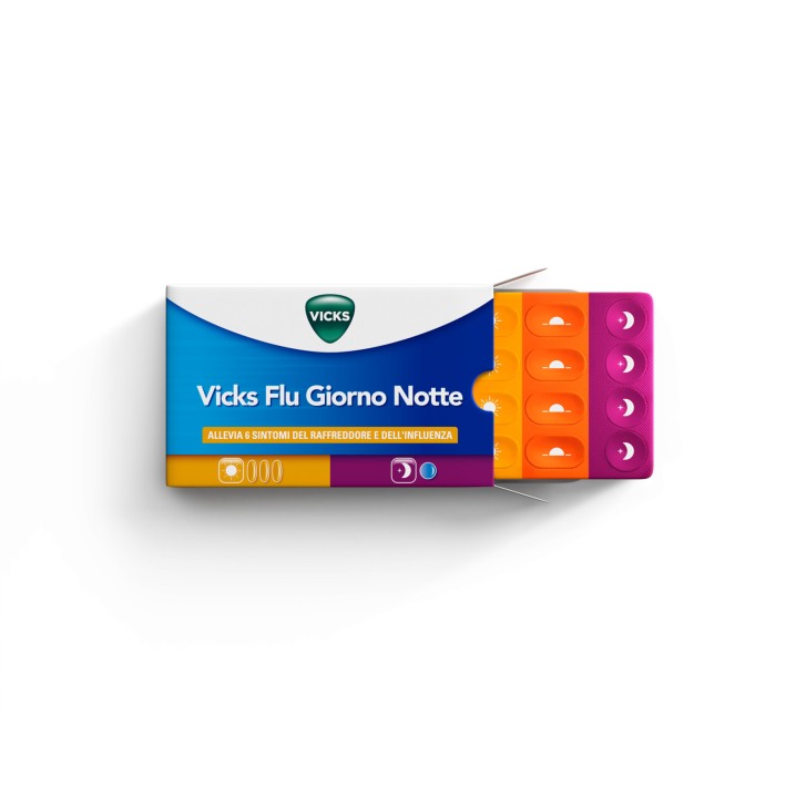 Vicks Flu Giorno Notte 12 Compresse Giorno + 4 Notte - Vicks