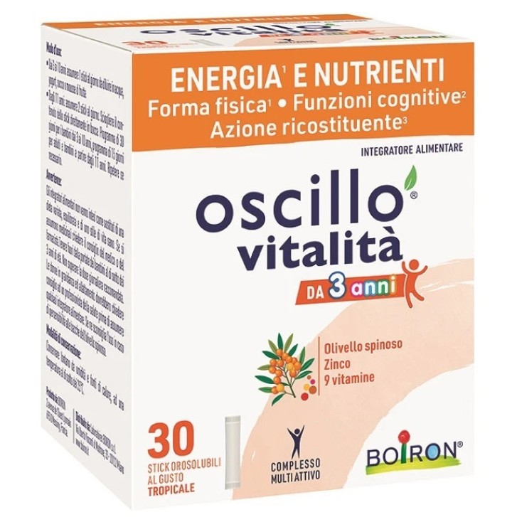 Oscillo Vitalità 3+ Integratore Energia e Recupero 30 Stick Orosolubili - Boiron