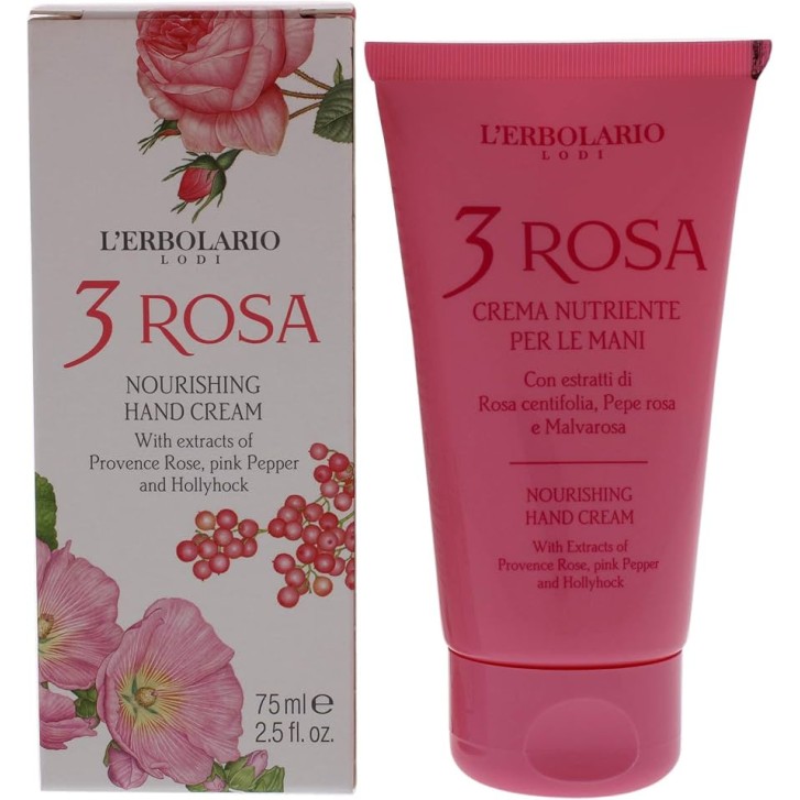 Crema Mani 3 Rosa Nutriente 75ml con Balsamo Labbra Omaggio - L\'ERBOLARIO