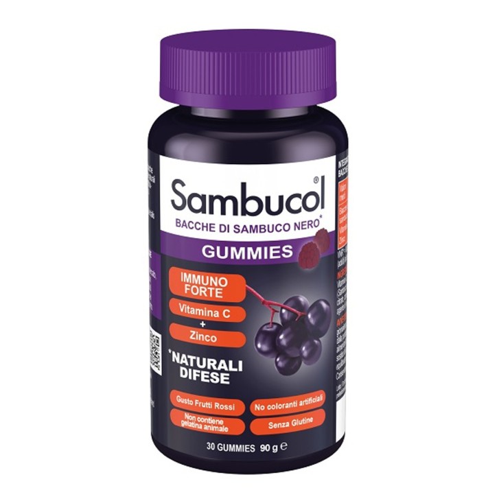 Sambucol Integratore Sistema Immunitario con Sambuco Nero Vitamina C e Zinco 30 Gommine - NAMED