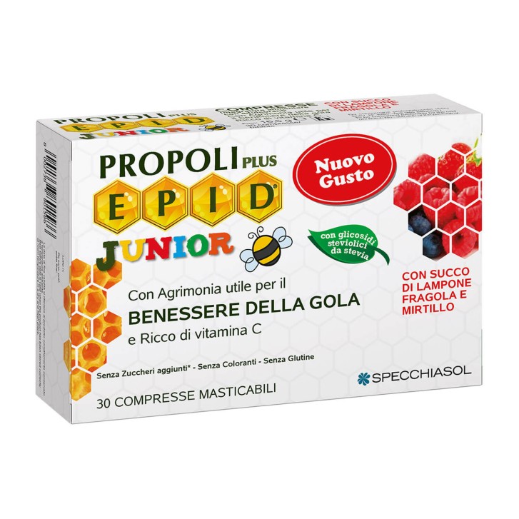 Epid Junior Integratore per Gola e Vie Respiratorie 30 Compresse Masticabili - Specchiasol Epid Junior Integratore per Gola e Vie Respiratorie 30 Compresse Masticabili - Specchiasol