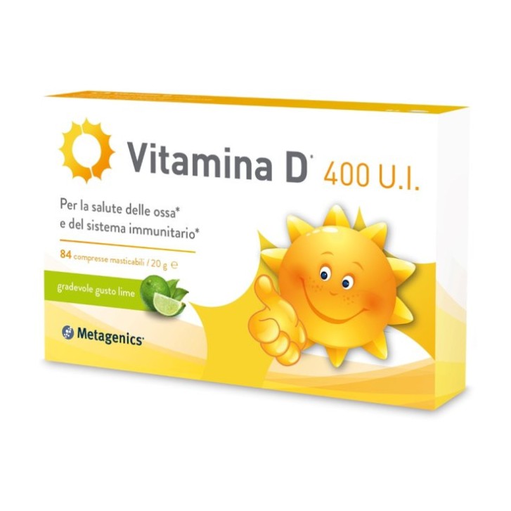 Vitamina D3 400 UI Integratore per Ossa Masticabile al Lime 84 Compresse - Metagenics Vitamina D3 400 UI Integratore per Ossa Masticabile al Lime 84 Compresse - Metagenics