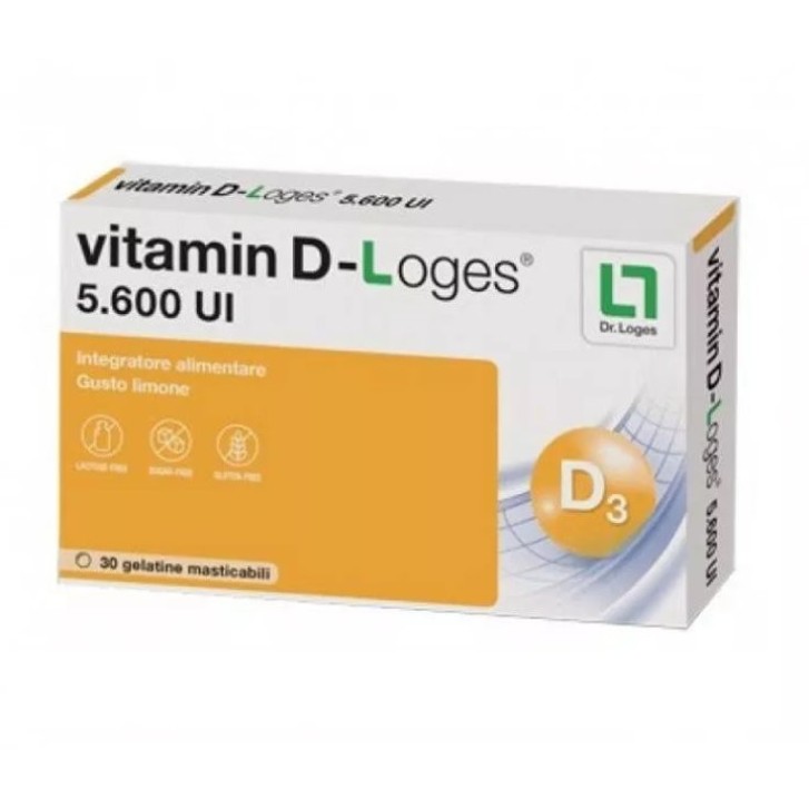 Vitamin D-Loges 5600 UI Integratore Masticabile al Limone 30 Gel - Biofarmex