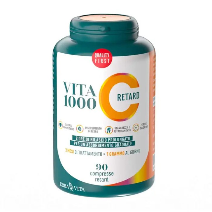Vita C 1000 Retard Integratore Alimentare Rilascio Prolungato - 90 Compresse - Erba Vita