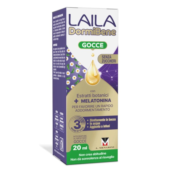 DormiBene Gocce con Melatonina, Melissa e Camomilla 20ml - Laila DormiBene Gocce con Melatonina, Melissa e Camomilla 20ml - Laila