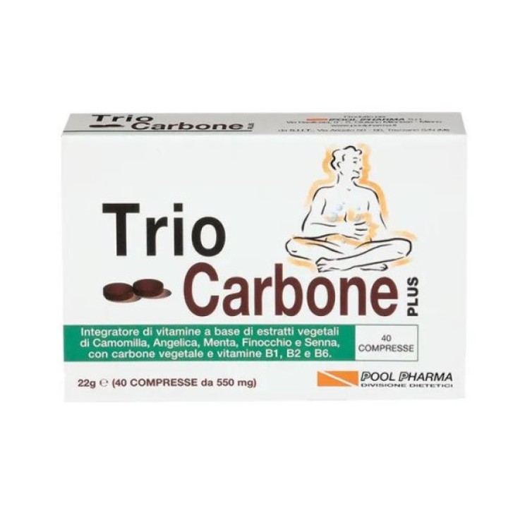 Triocarbone Plus Integratore Alimentare per Gonfiore Intestinale 40 Compresse - Pool Pharma