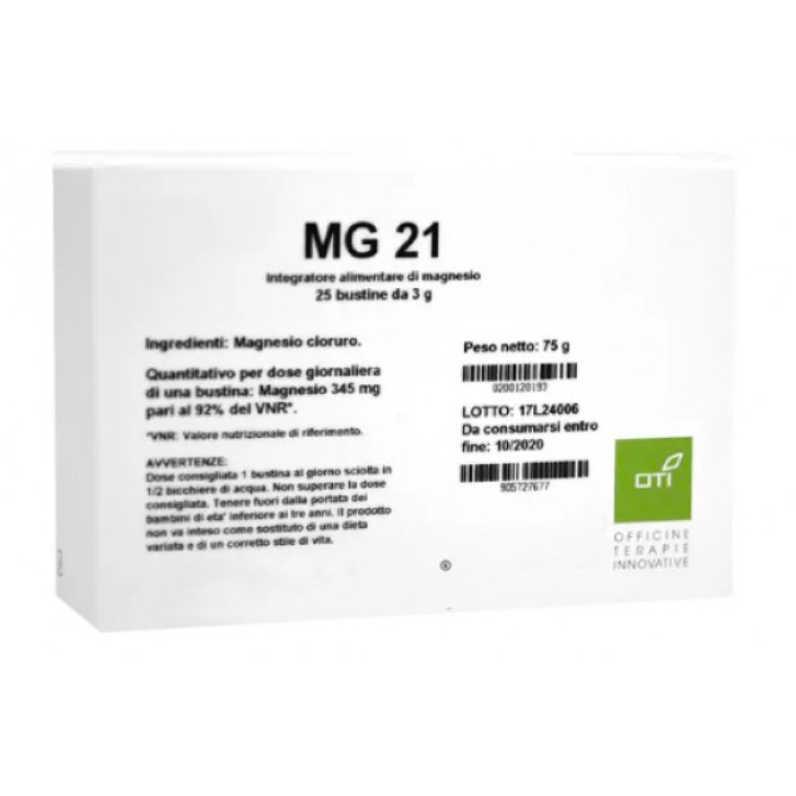 MG 21 Integratore di Magnesio Cloruro 25 Bustine - OTI MG 21 Integratore di Magnesio Cloruro 25 Bustine - OTI