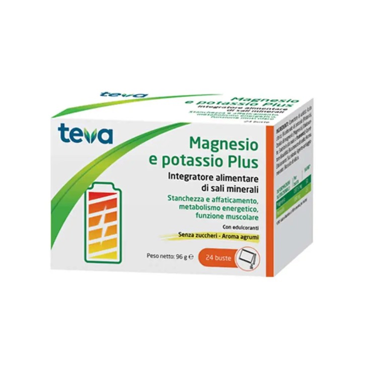 Magnesio Potassio Plus Integratore Sali Minerali 24 Bustine - Teva