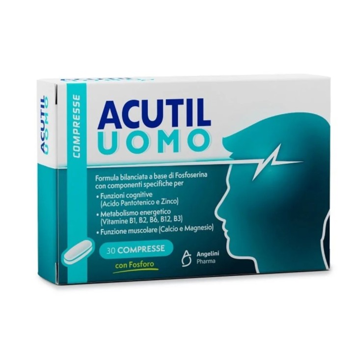 Acutil Uomo Integratore Alimentare Supporto Funzioni Cognitive e Energetiche 30 Compresse - Acutil