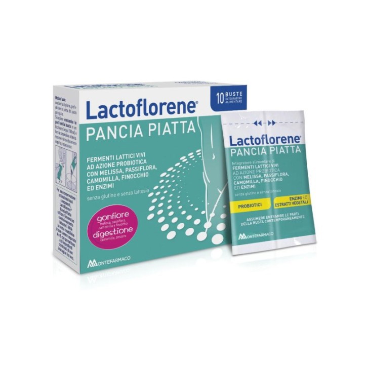 Lactoflorene Pancia Piatta Integratore per Gonfiore Addominale 10 Bustine - Lactoflorene