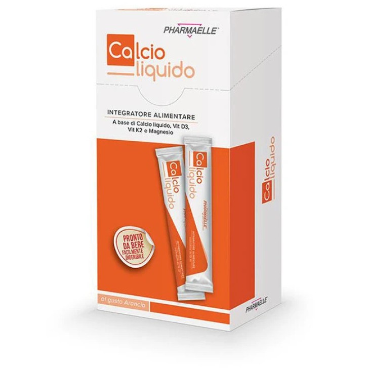 Calcioliquido Integratore con Calcio, Vitamina D3, K2 e Magnesio 15 Stickpack - Pharmaelle