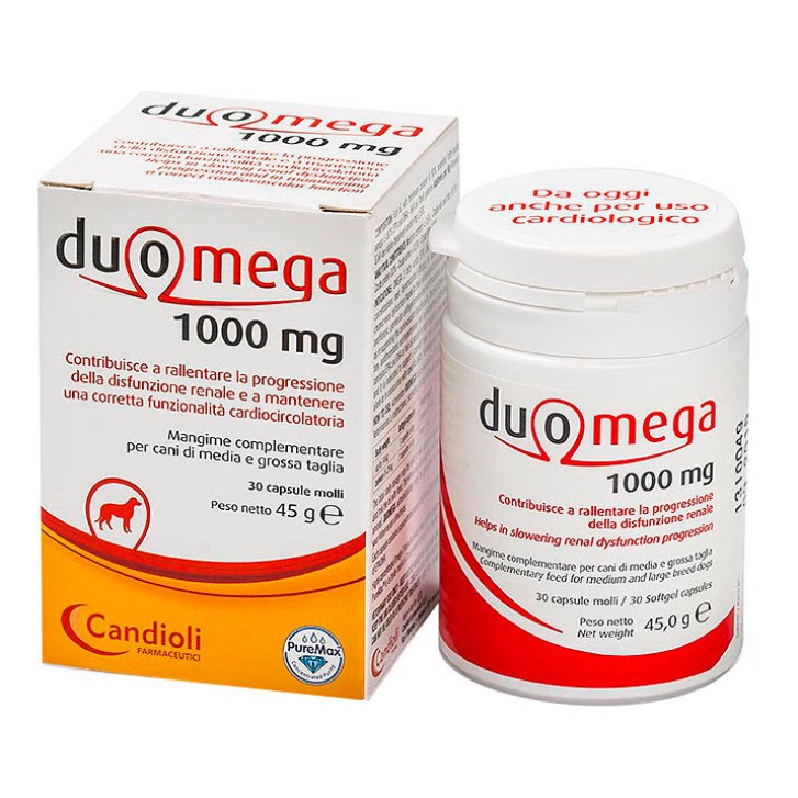 Duomega Cani Grandi 1000 mg Integratore per Funzione Renale 30 Capsule Molli - Candioli