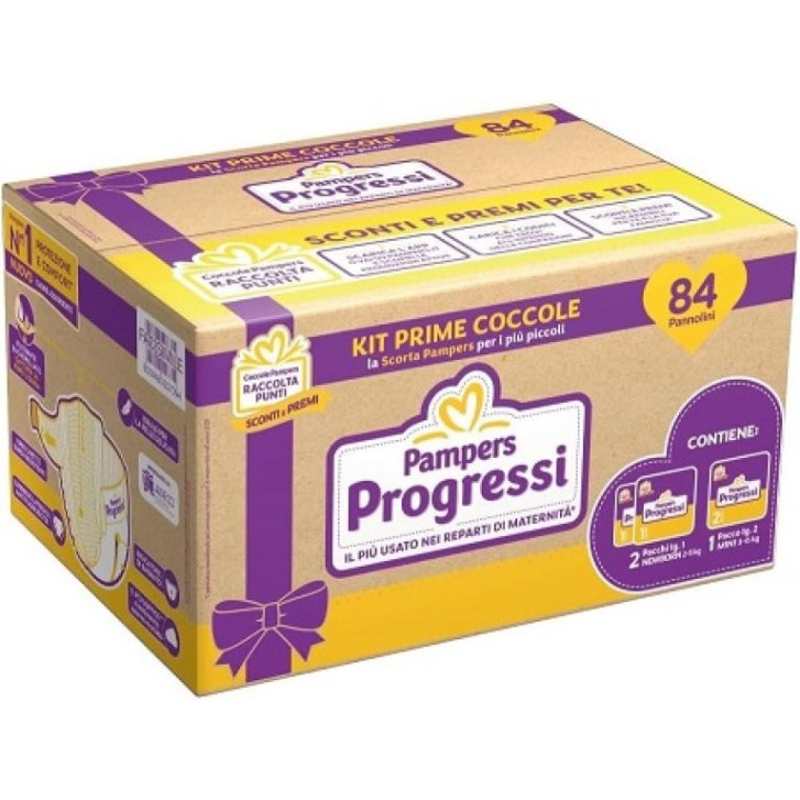 Pampers Progressi Trio Kit Prime Coccole 84 Pannolini - Pampers