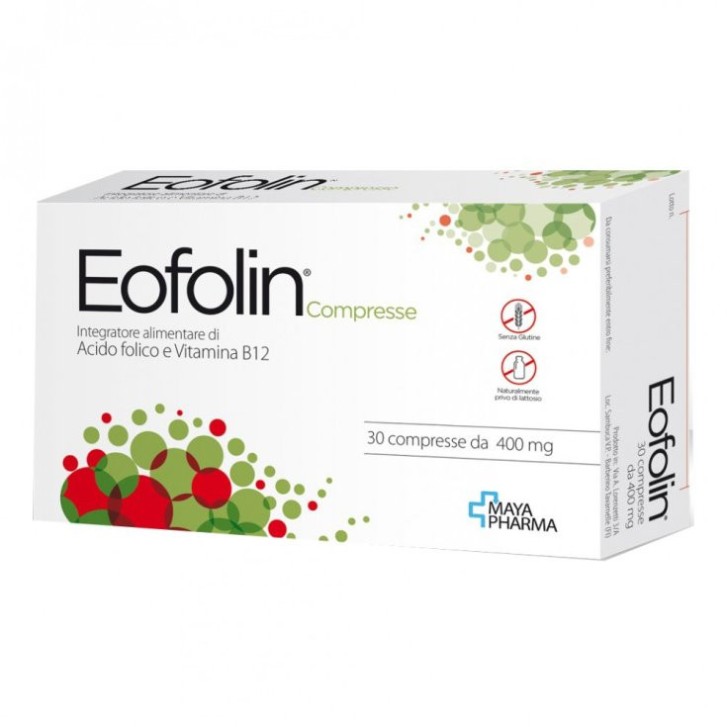 Eofolin Maya Pharma Integratore Alimentare Acido Folico e Vitamina B12 - 30 Compresse