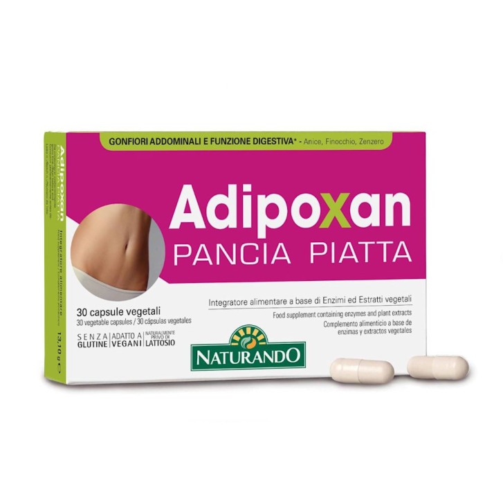 Adipoxan Pancia Piatta Integratore Alimentare per Gonfiore 30 Capsule - Naturando Adipoxan Pancia Piatta Integratore Alimentare per Gonfiore 30 Capsule - Naturando