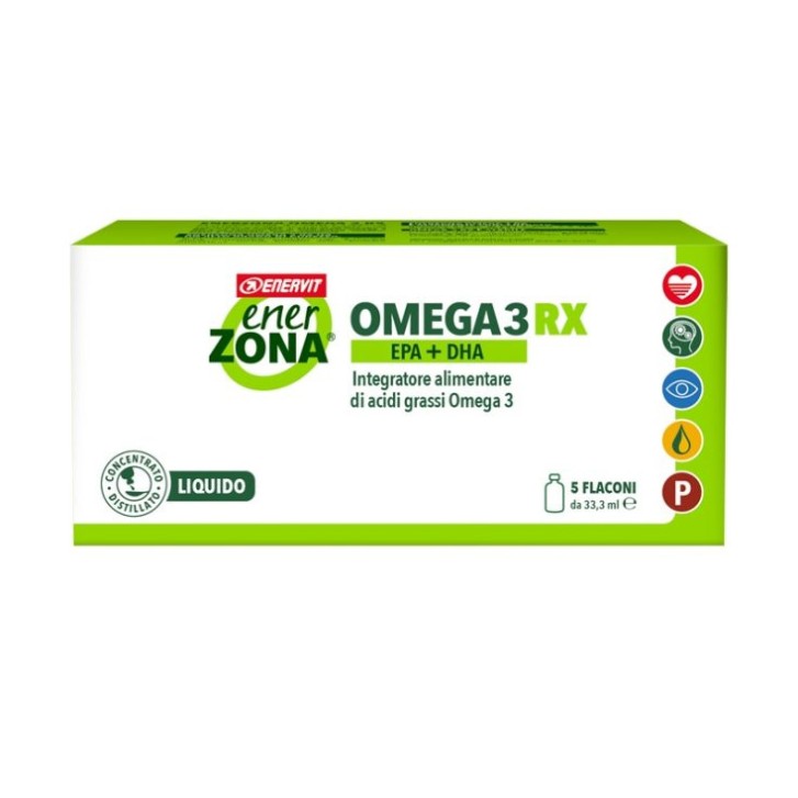 EnerZona Omega 3 RX Liquido Integratore EPA e DHA, 5 Flaconi - Enervit EnerZona Omega 3 RX Liquido Integratore EPA e DHA, 5 Flaconi - Enervit
