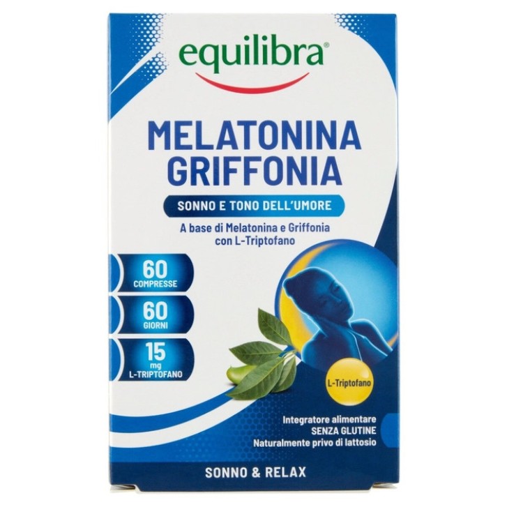 Equilibra Melatonina Griffonia Integratore per Sonno e Relax 60 Compresse - Equilibra