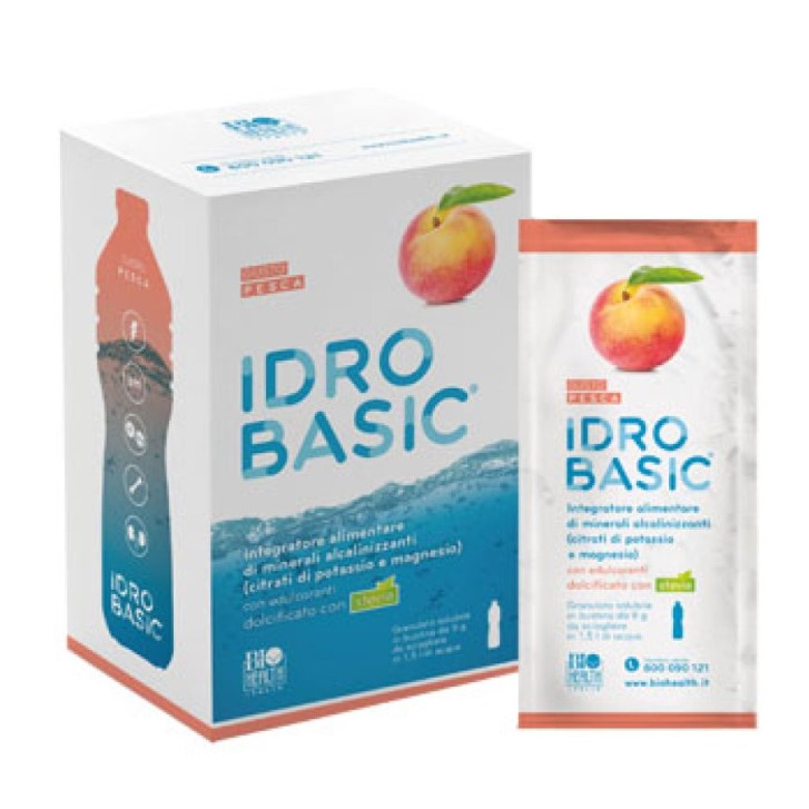 Idrobasic Integratore di Minerali Alcalinizzanti Gusto Pesca - 15 Bustine - Biohealth Italia Idrobasic Integratore di Minerali Alcalinizzanti Gusto Pesca - 15 Bustine - Biohealth Italia