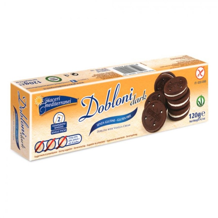 Dobloni Dark Biscotti Senza Glutine 120g - Piaceri Mediterranei