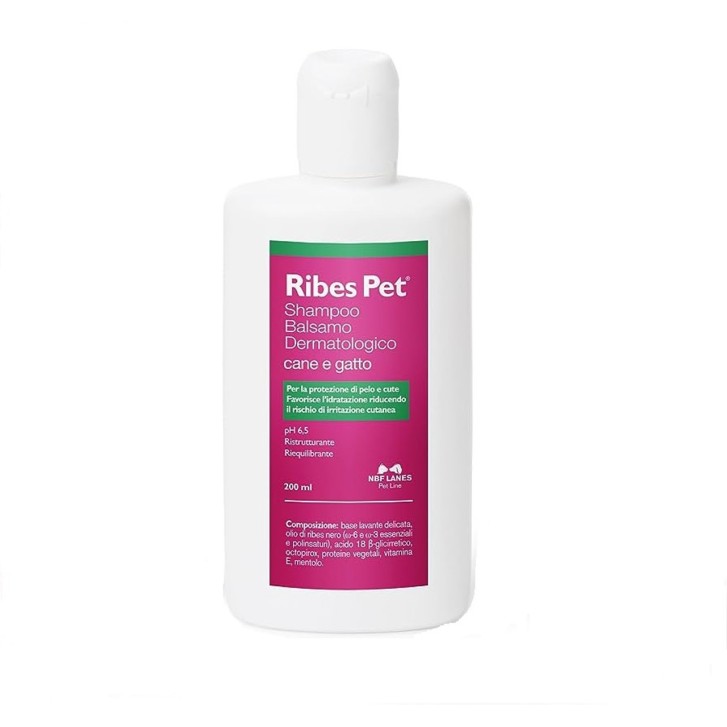 Ribes Pet Shampoo Balsamo Dermatologico Cani e Gatti 200ml - N.B.F. LANES