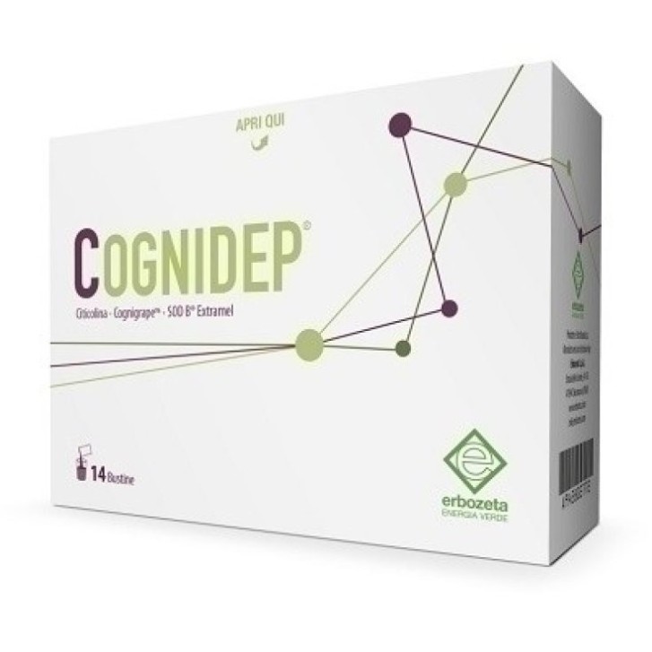 Cognidep Integratore con Citicolina, Cognigrape e SOD 14 Bustine - Erbozeta Cognidep Integratore con Citicolina, Cognigrape e SOD 14 Bustine - Erbozeta