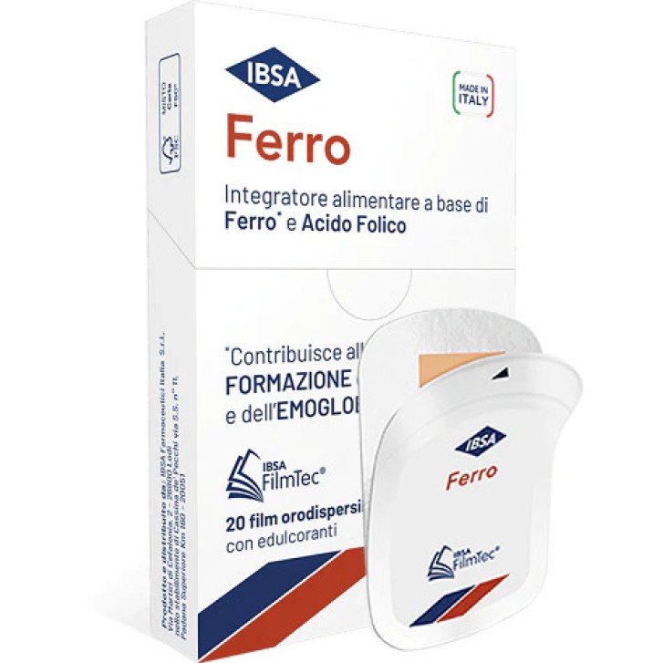 Ferro IBSA Integratore Alimentare con Ferro e Acido Folico 20 Film Orodispersibili - IBSA