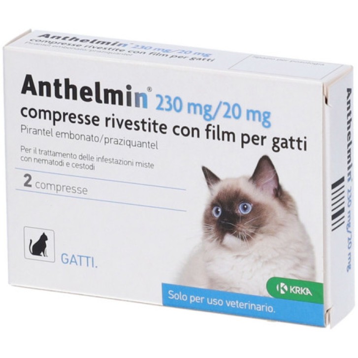 Anthelmin 230 MG/20 MG Compresse Rivestite Trattamento Vermi per Gatti - Krka Anthelmin 230 MG/20 MG Compresse Rivestite Trattamento Vermi per Gatti - Krka