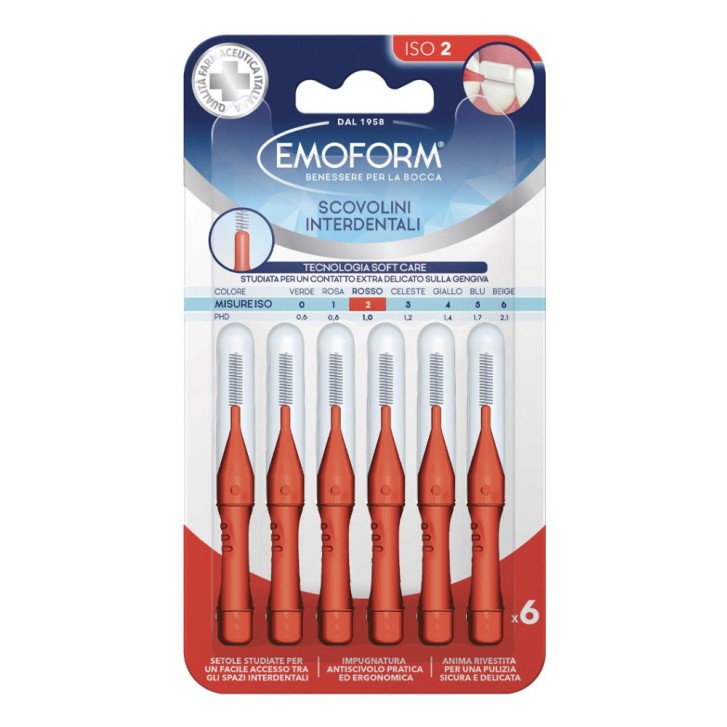 Scovolini Interdentali Iso 2 Rosso 6 Pezzi - Emoform