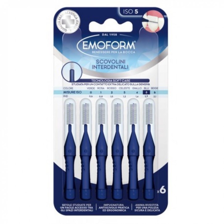 Scovolini Interdentali ISO 5 Blu 6 Pezzi - Emoform