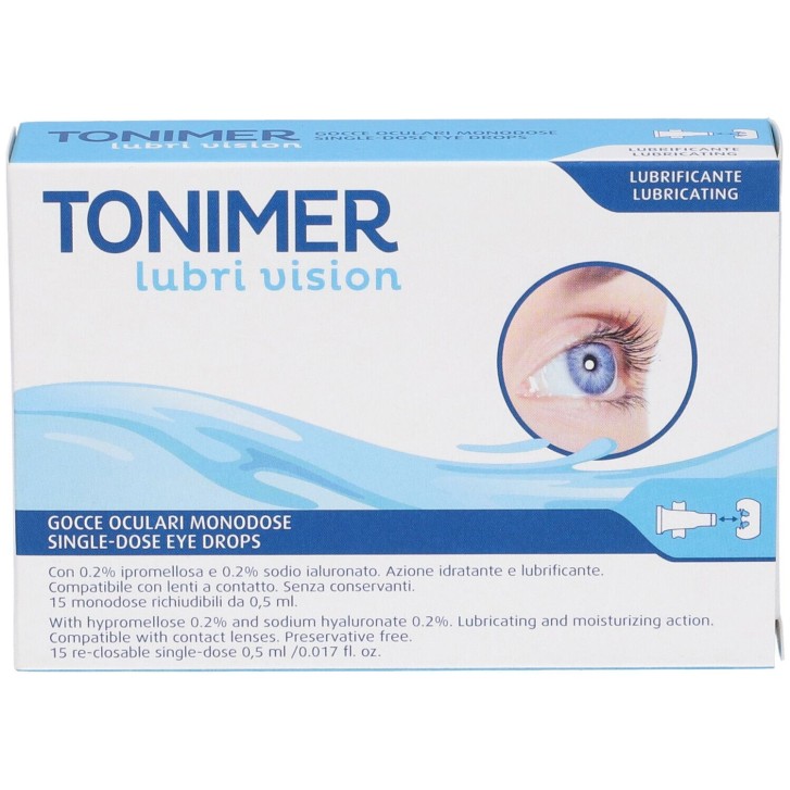 Tonimer Lubri Vision Gocce Oculari Monodose Idratanti Lubrificanti 15 Flaconcini - Tonimer Tonimer Lubri Vision Gocce Oculari Monodose Idratanti Lubrificanti 15 Flaconcini - Tonimer