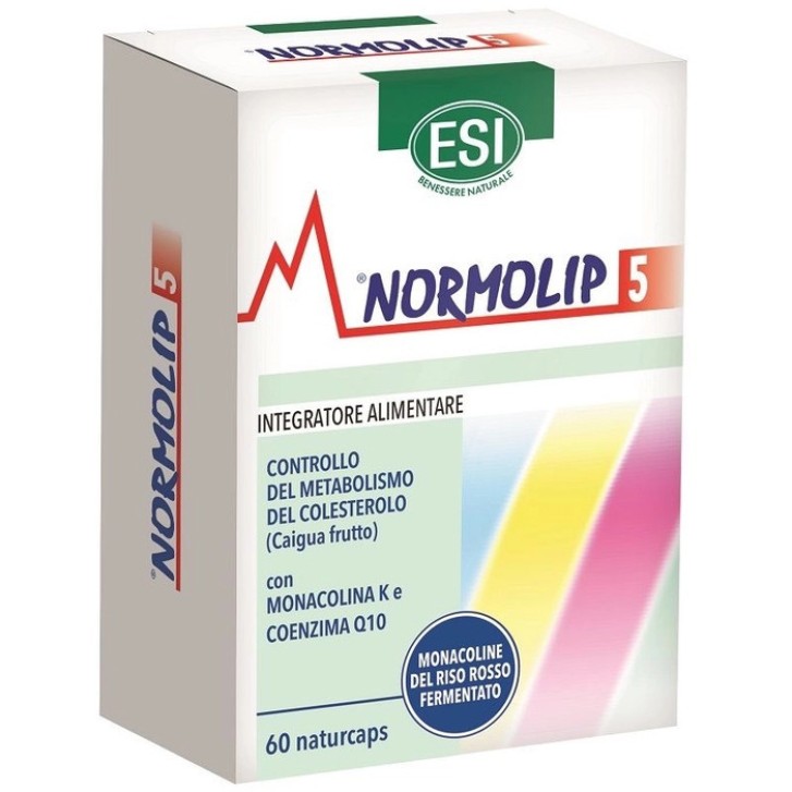 Normolip 5 Integratore per il Controllo del Colesterolo 60 Capsule - ESI Normolip 5 Integratore per il Controllo del Colesterolo 60 Capsule - ESI