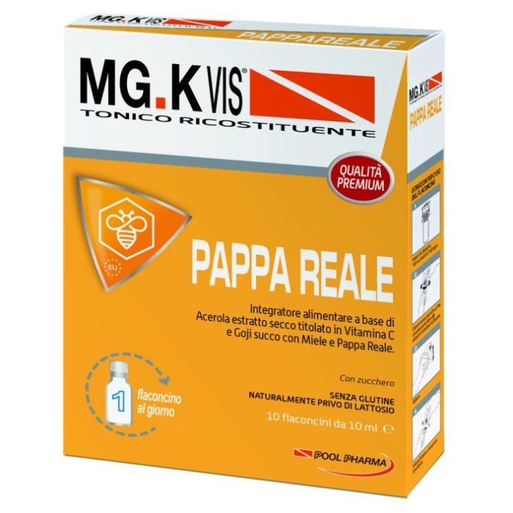 MgK Vis Tonico Ricostituente con Pappa Reale 10 Flaconcini - Pool Pharma MgK Vis Tonico Ricostituente con Pappa Reale 10 Flaconcini - Pool Pharma