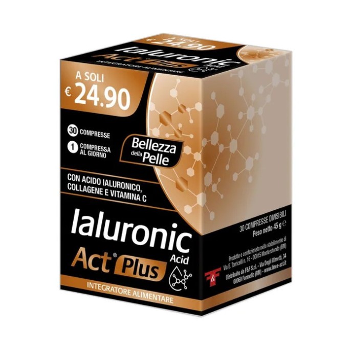 Ialuronic Acid Act Plus Integratore Alimentare Pelle 30 Cpr - F&F Srl Ialuronic Acid Act Plus Integratore Alimentare Pelle 30 Cpr - F&F Srl
