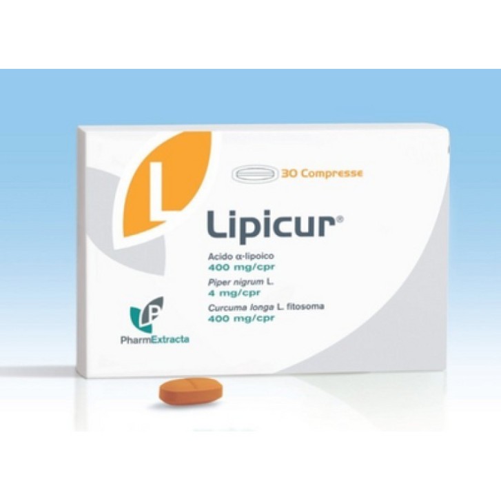 Lipicur Integratore con Curcuma e Piperina 30 Compresse - Pharmextracta