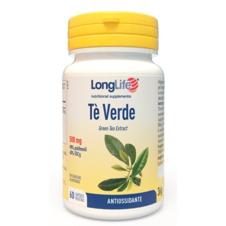 Tè Verde 500mg Integratore Antiossidante, Drenante 60 Capsule - Longlife