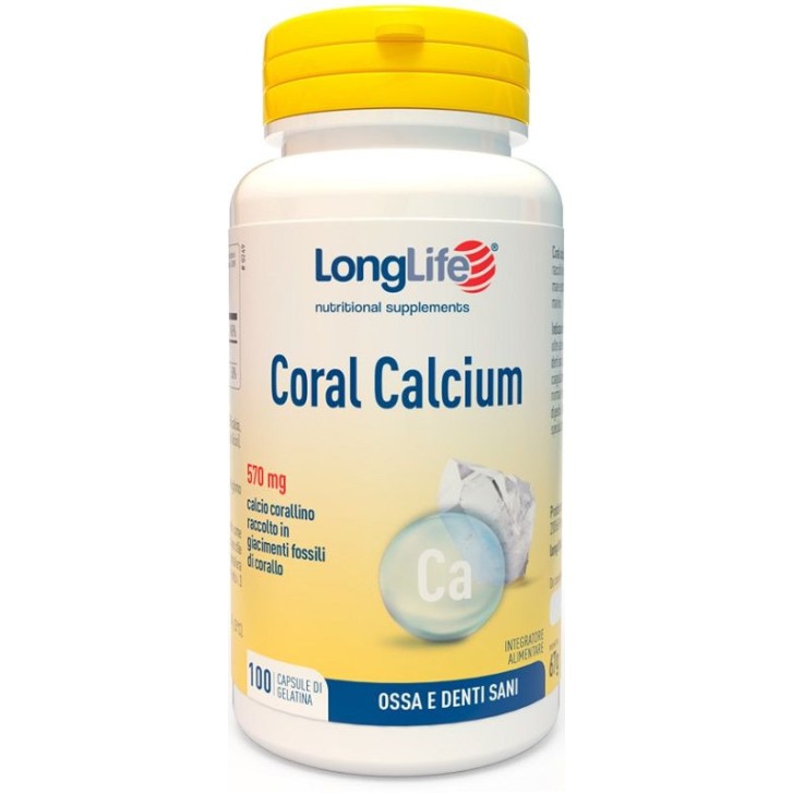 Coral Calcium Integratore Alimentare per Ossa e Denti 100 Capsule - Longlife Coral Calcium Integratore Alimentare per Ossa e Denti 100 Capsule - Longlife