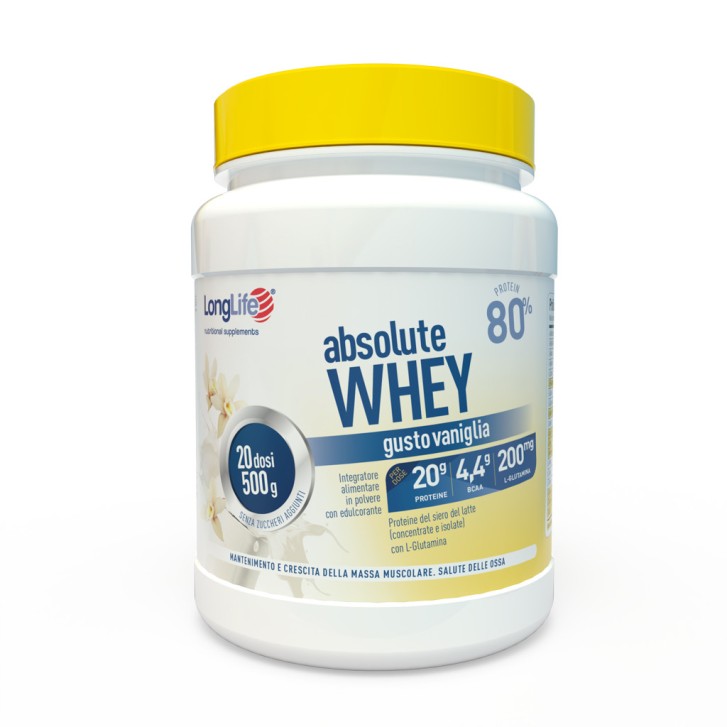 Longlife Absolute Whey Vaniglia Integratore Proteico - 500 g - Longlife