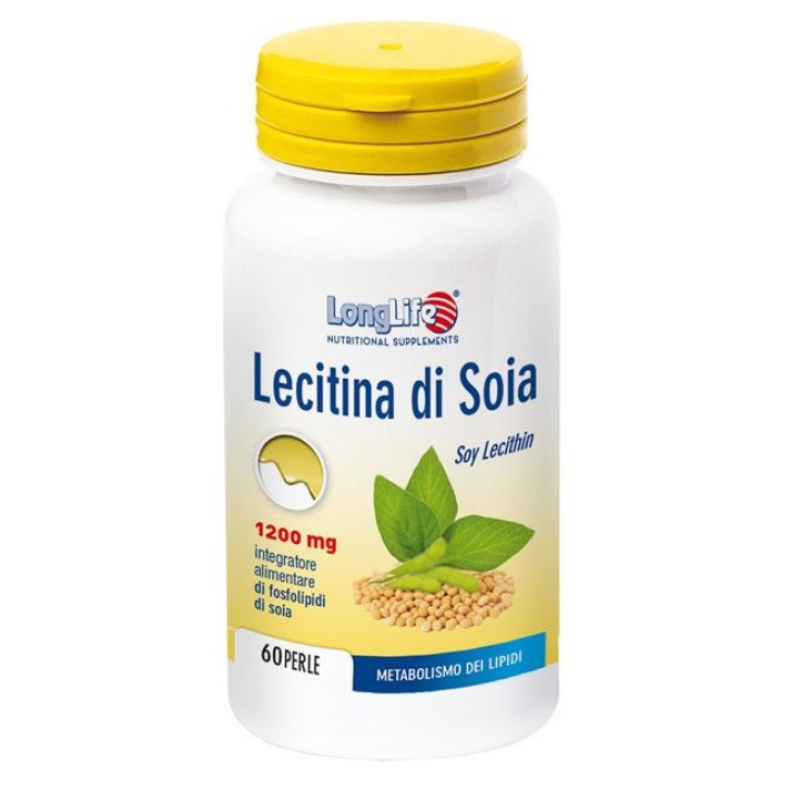 Lecitina di Soia 1200mg Integratore Alimentare 60 Perle - Longlife Lecitina di Soia 1200mg Integratore Alimentare 60 Perle - Longlife