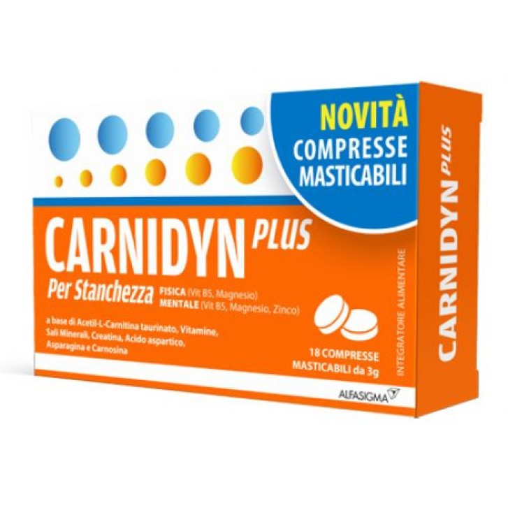 Carnidyn Plus Integratore Stanchezza Fisica e Mentale 18 Compresse Masticabili - Carnidyn Carnidyn Plus Integratore Stanchezza Fisica e Mentale 18 Compresse Masticabili - Carnidyn