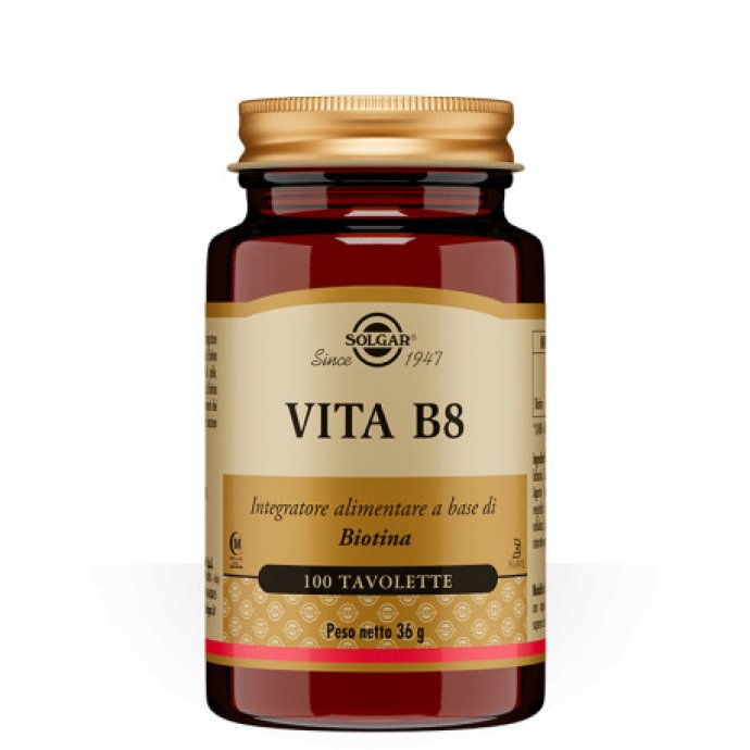 Vita B8 Integratore Biotina per Pelle, Capelli e Sistema Nervoso, 100 Tavolette - Solgar Vita B8 Integratore Biotina per Pelle, Capelli e Sistema Nervoso, 100 Tavolette - Solgar