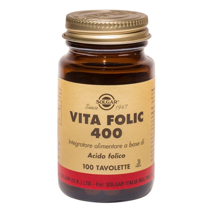 Vita Folic 400 Integratore di Acido Folico 100 Tavolette - Solgar Vita Folic 400 Integratore di Acido Folico 100 Tavolette - Solgar