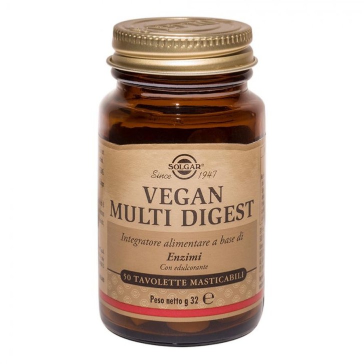 Vegan Multi Digest Integratore Enzimi Digestivi 50 Tavolette Masticabili - Solgar