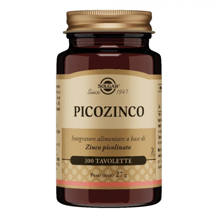Picozinco Integratore di Zinco Picolinato 100 Tavolette - Solgar